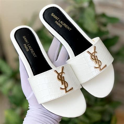 white ysl slides